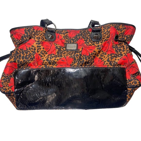 Betsey Johnson BETSEYVILLE Cheetah Print Red Bow Bag drawstring bag - Picture 7 of 14